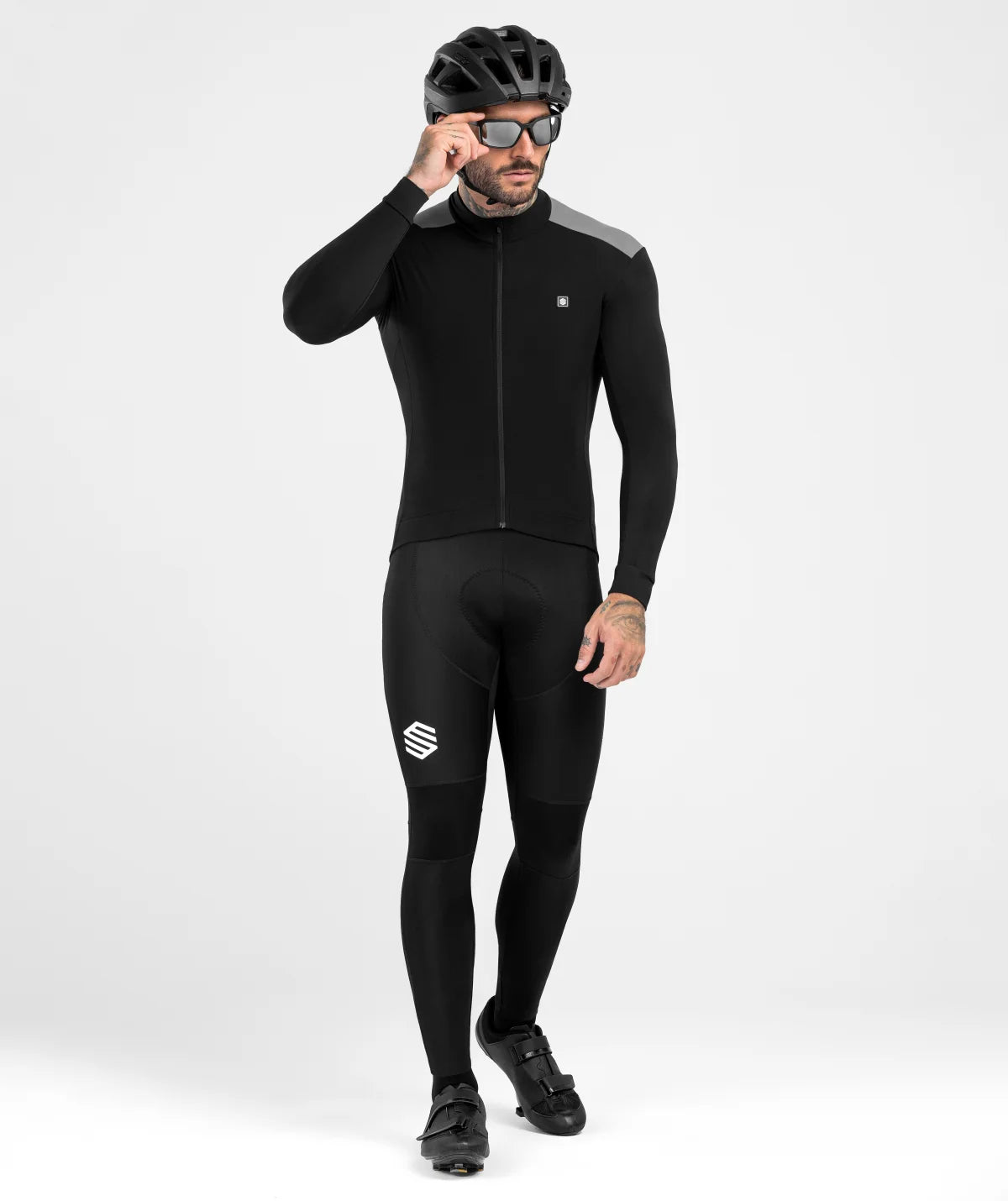 Siroko M4 Fleet Moss heren thermisch fietsshirt lange mouwen zwart