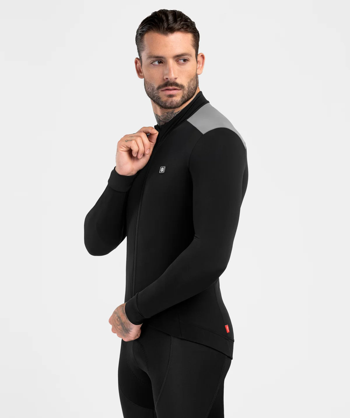 Siroko M4 Fleet Moss heren thermisch fietsshirt lange mouwen zwart