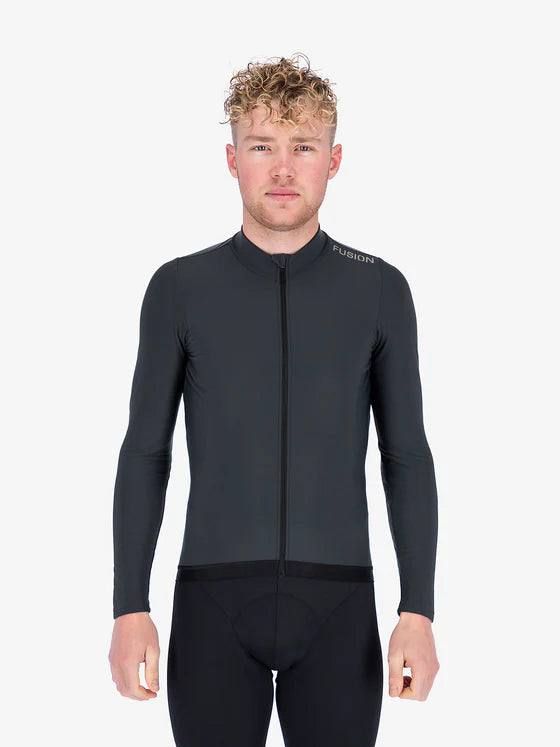 Fusion Men’s Thermal Cycling Jersey Grijs – Heren Fleece Fietsshirt