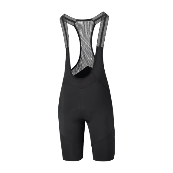 Shimano Nozomi korte fietsbroek met bretels zwart voorkant